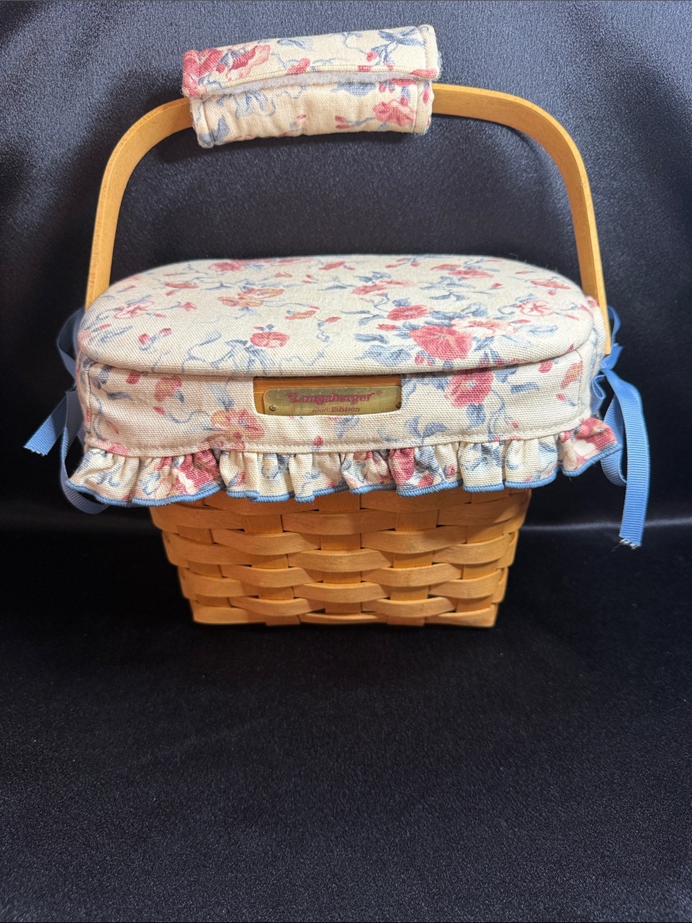 Longaberger Floral Picnic Basket Handbag Mothers Day 2001 Blossoms Basket